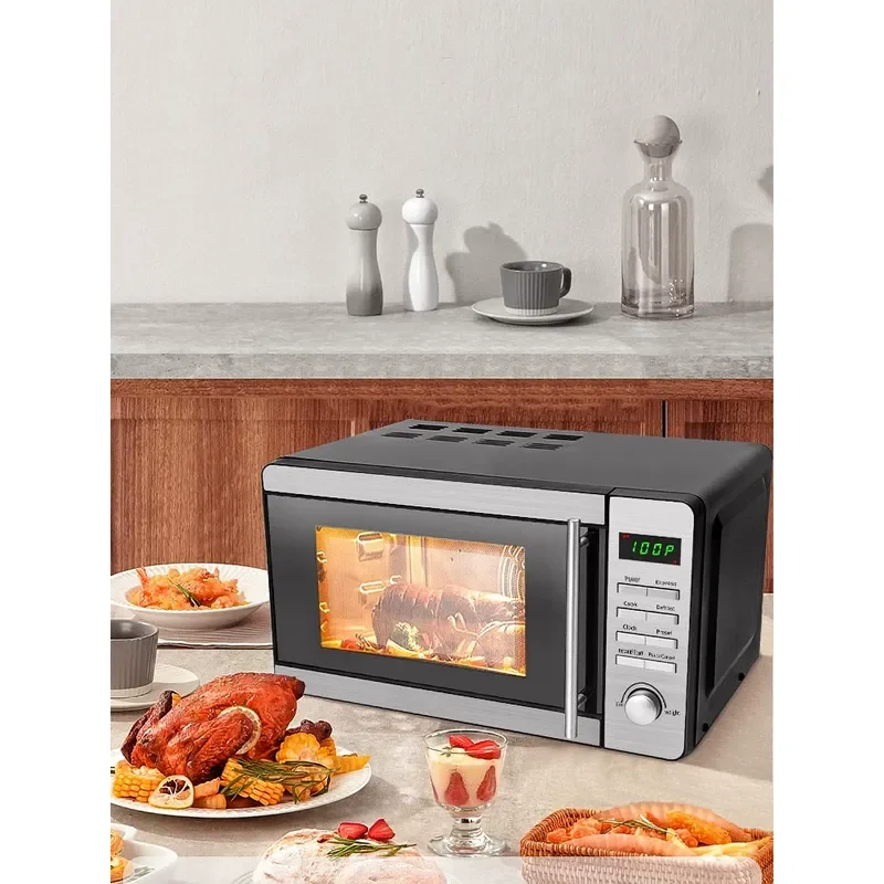 Multifunctional Microwave Oven with English Buttons Compact Countertop Appliance for Home Kitchen Cooking Heating Defrosting