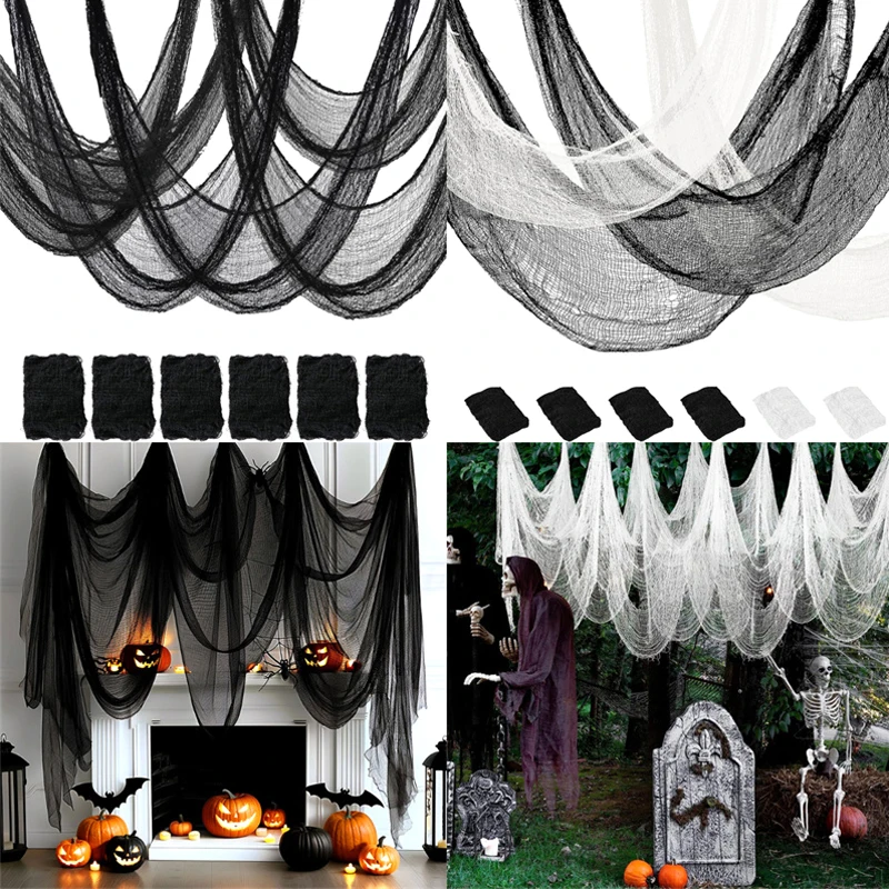 Halloween Creepy Cloth 6pcs Reusable Fabric Creepy For Halloween Indoor Outdoor Festive Atmosphere Enhancer Gauze Fabric