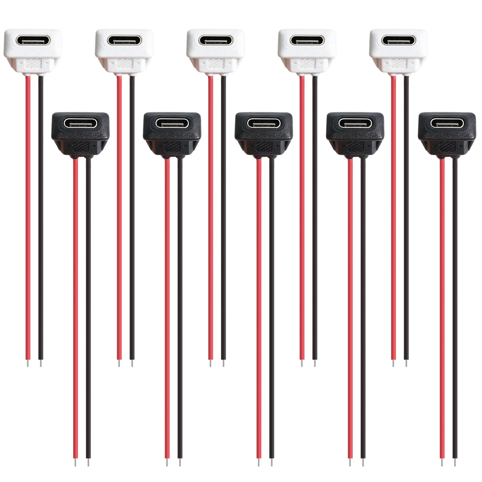 5/10 pces tipo-c fêmea chassi conector usb c fêmea chassi crimpagem direta jack fêmea porta de carregamento cabo de alimentação de extensão