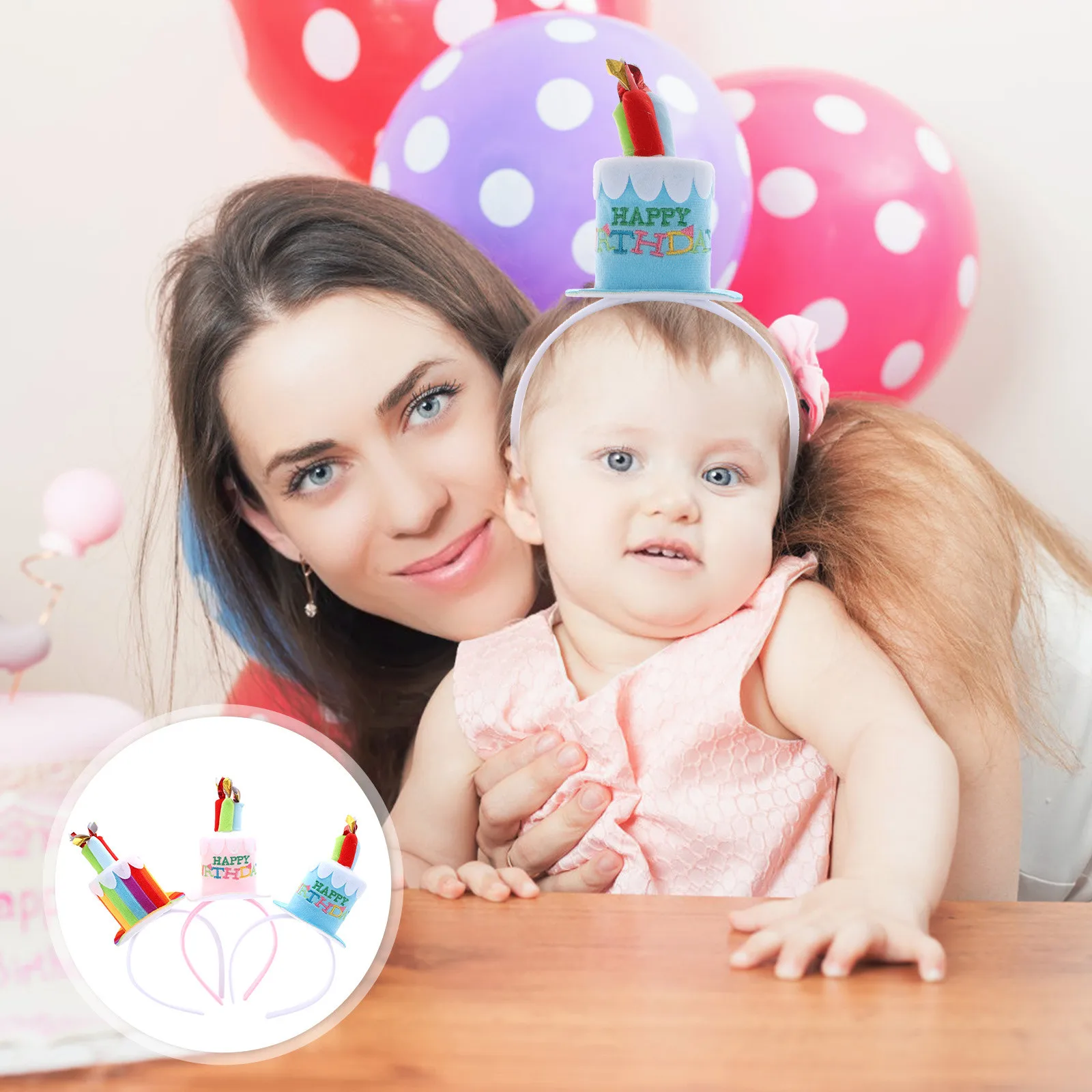 

3Pcs Children Birthday Headband Set 3D Theme Kids Party Hair Hoops Safe Lightweight Decorative Headdress for Girls Dance