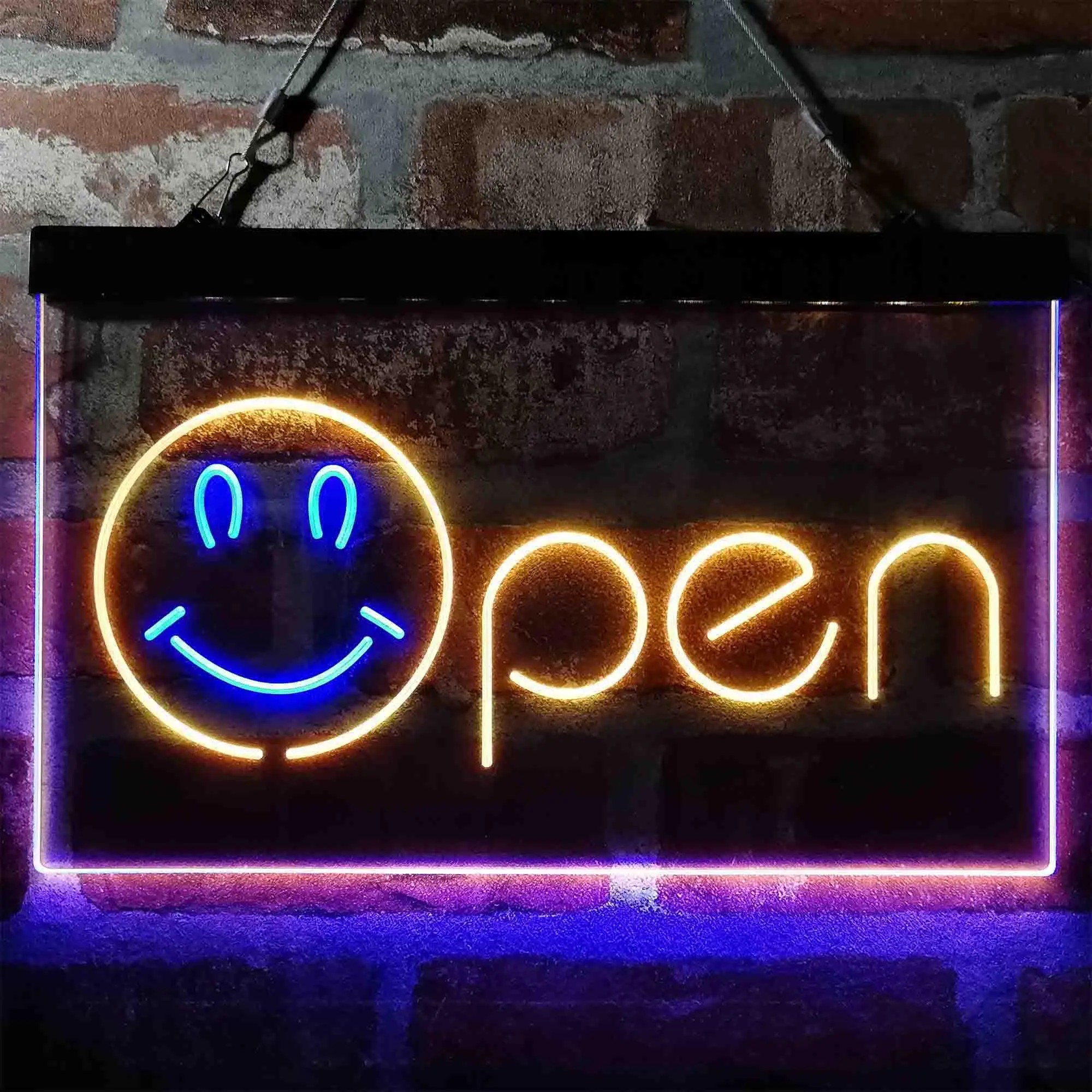 Smile on the O of Open Dual Color Led Neon Sign st6-i4000