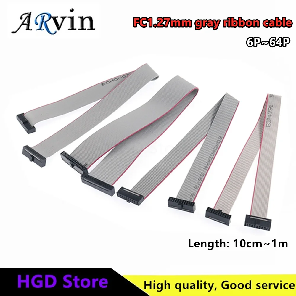 

Gray Ribbon JTAG Cable 10/20/30/50cm/1m FC1.27mm 0.635 Spacing IDC Dual Head Same Direction Download 6P/20P/40P-64P