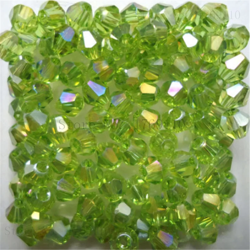 Isywaka Sale Deep Green 100pcs 4mm Bicone Austria Crystal Beads charm Glass Beads Loose Spacer Bead for DIY Jewelry Making