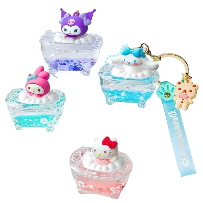 Sanrio moja melodia rodzina Cinnamoroll I Love Bath Series figurka Anime kreskówka Kuromi Hello Kitty wisiorek słodka ozdoba Kawaii