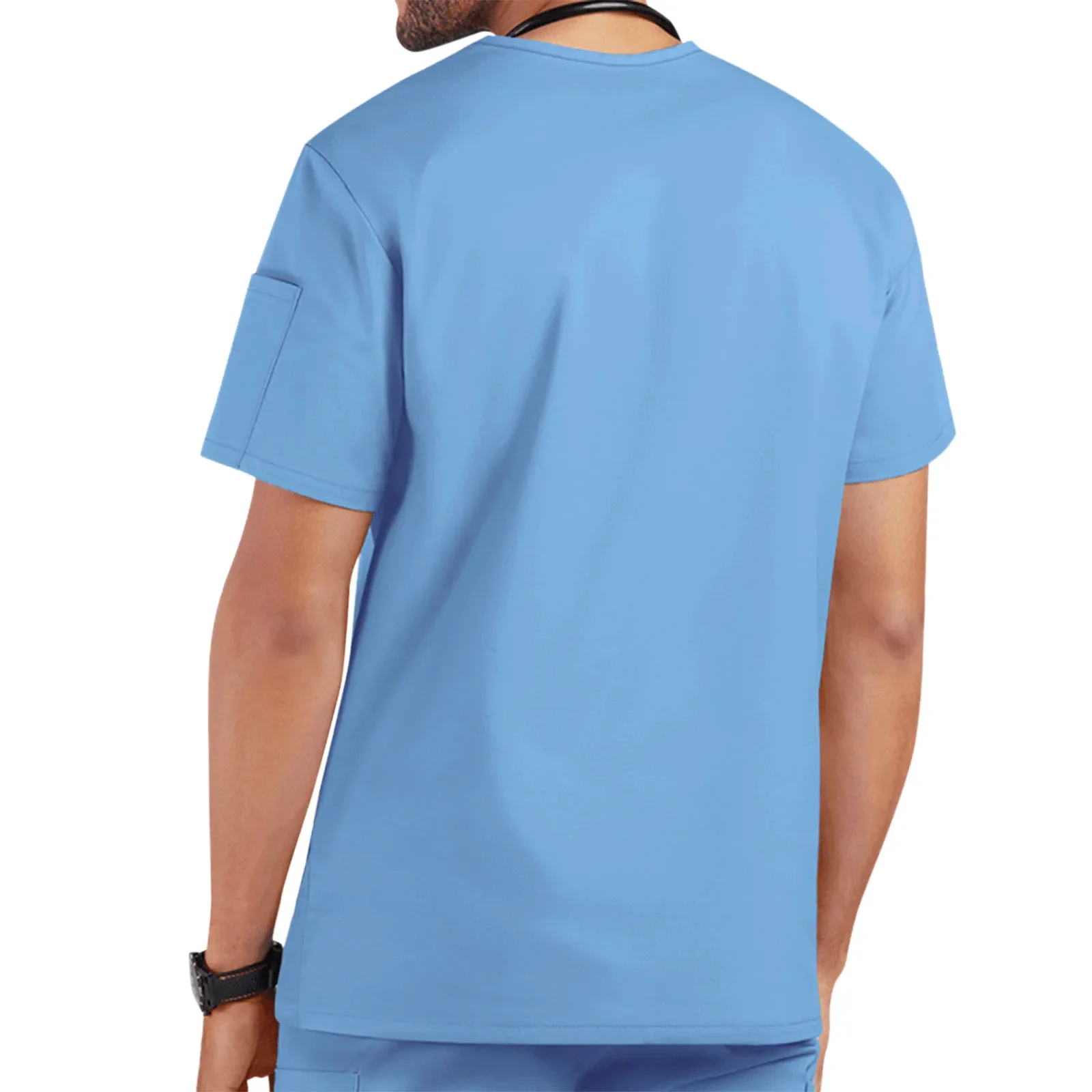 Uniforme de manga curta para homens, blusa hospitalar, camiseta de enfermagem médica, vestuário de enfermagem médica