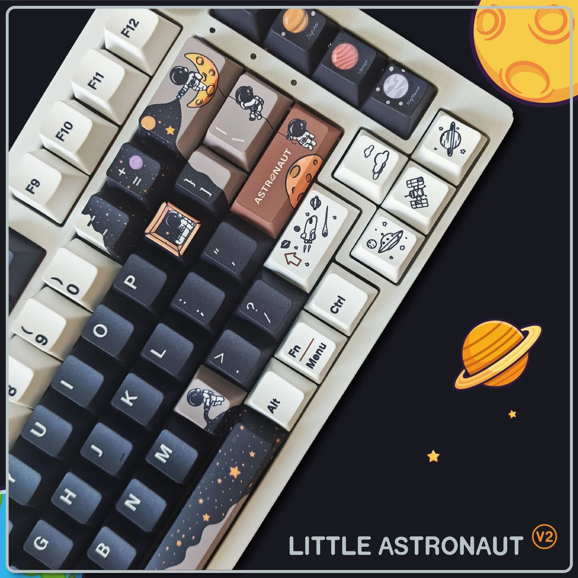 Space theme five-sided sublimation original high blackout PBT keycaps custom keyboard wooting