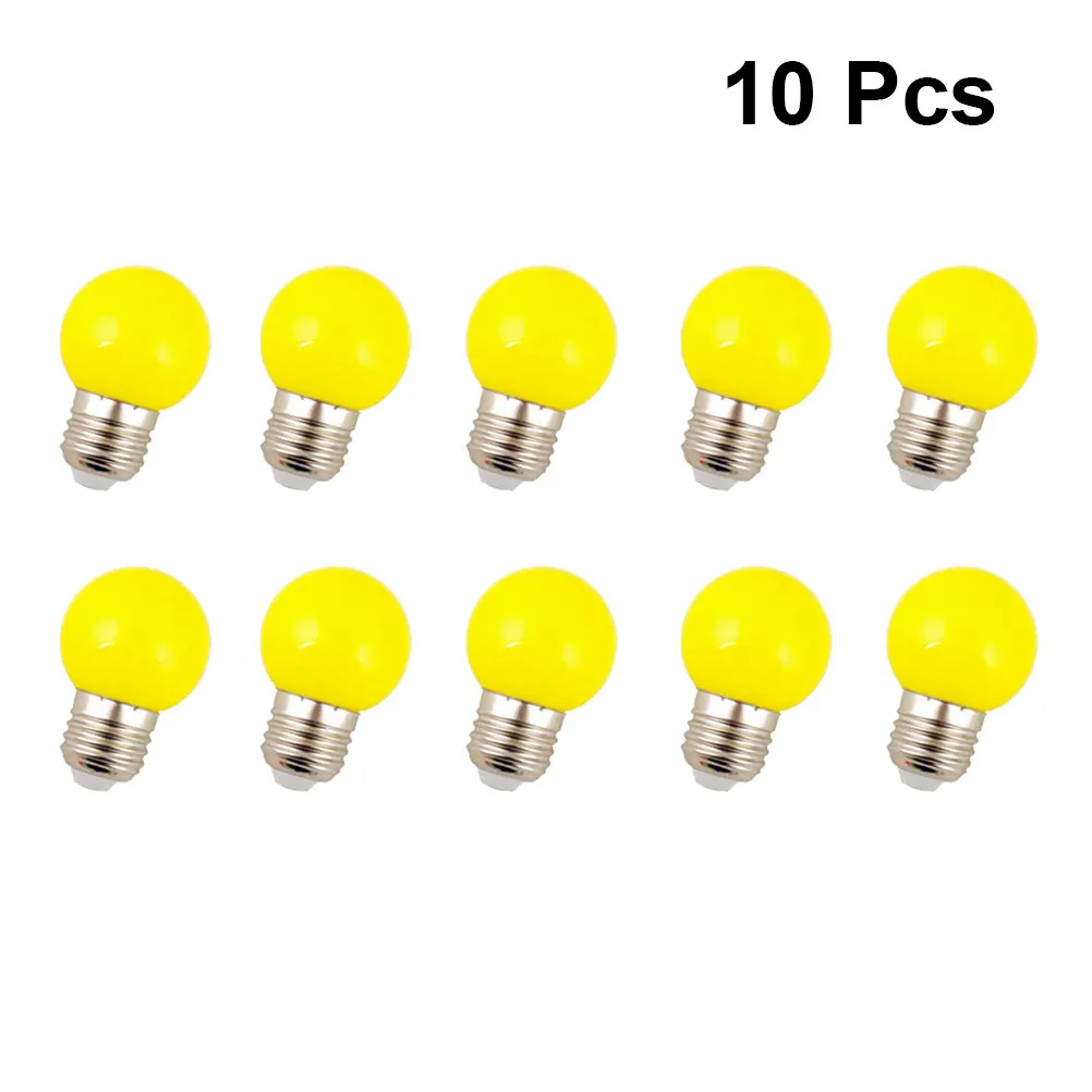 

10Pcs Color LED Light Bulbs Run Lamp for Outdoor Indoor Use Festive Party Wedding Garden Lawn Decor E27 2W Yellow