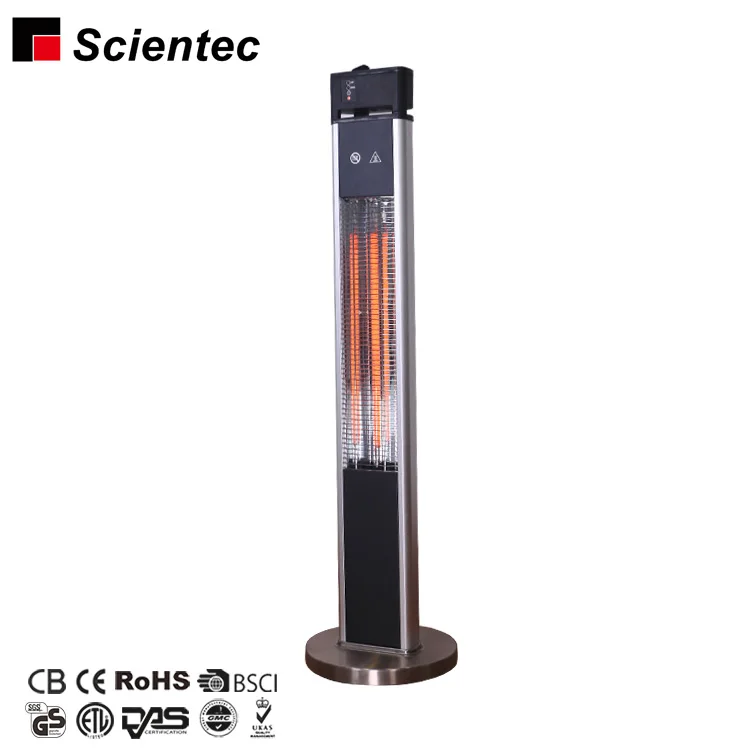 Aluminium Alloy Housing Remote Control 1600w Carbon Fibre Heating Electric Infrared Floor Stand Garden Outdoor Patio Heater
