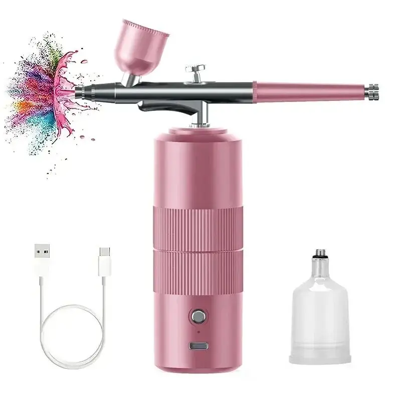 portatil unha polones spray gun nail art compressor escova de ar bolo processo de pintura compressor 01