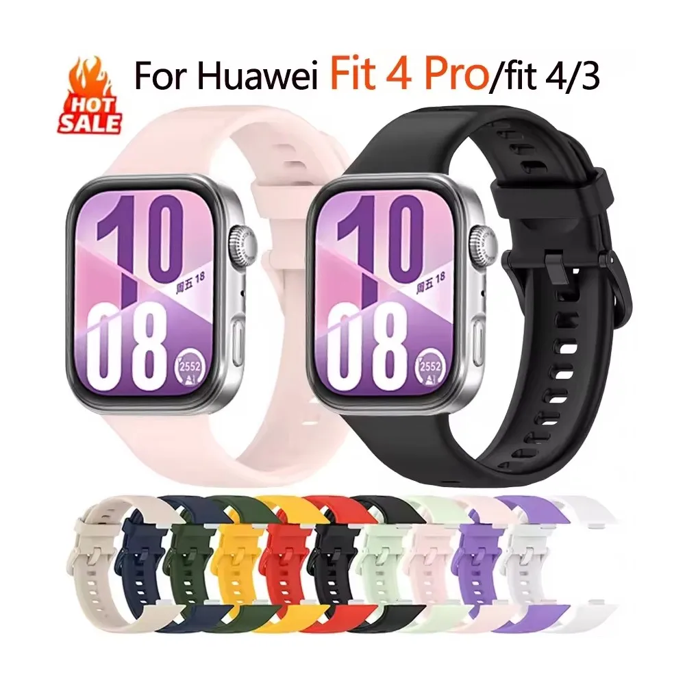 Спортивный силиконовый ремешок для Huawei Watch Fit 3 4 pro, ремешок для умных часов, аксессуары, браслет Correa для Huawei Watch fit 4 pro 3, ремешок