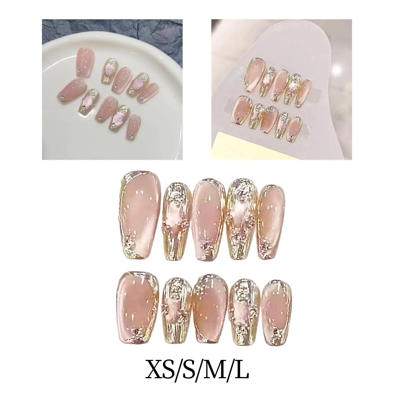

10Pcs Wearable Press on Nails Artificial Fake Nails Women Girls Fake Nails for Holidays Birthday New Year Dating Decoration