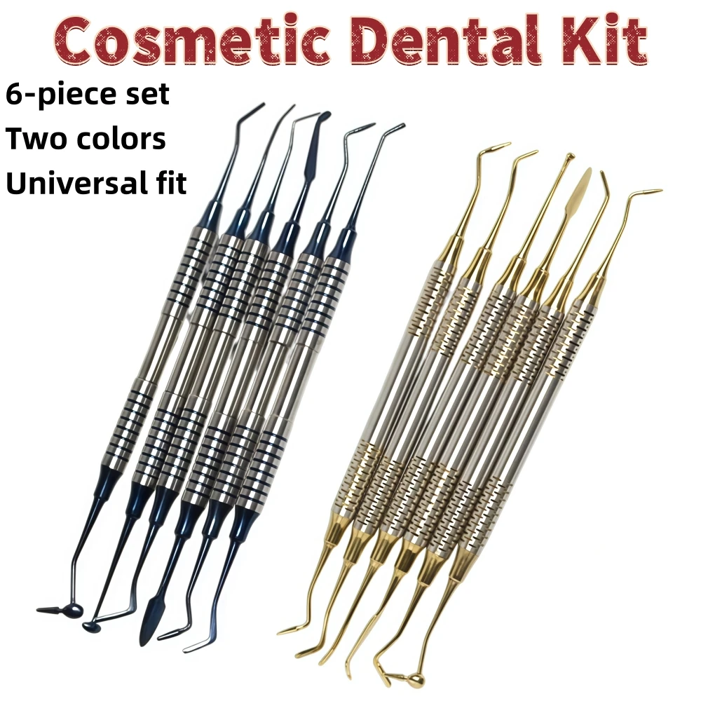 6Pcs Universal Dental Composite Resin Filling Kit Titanium Thick Handle Spatula Tools for Dental Restoration Dentistry Materials