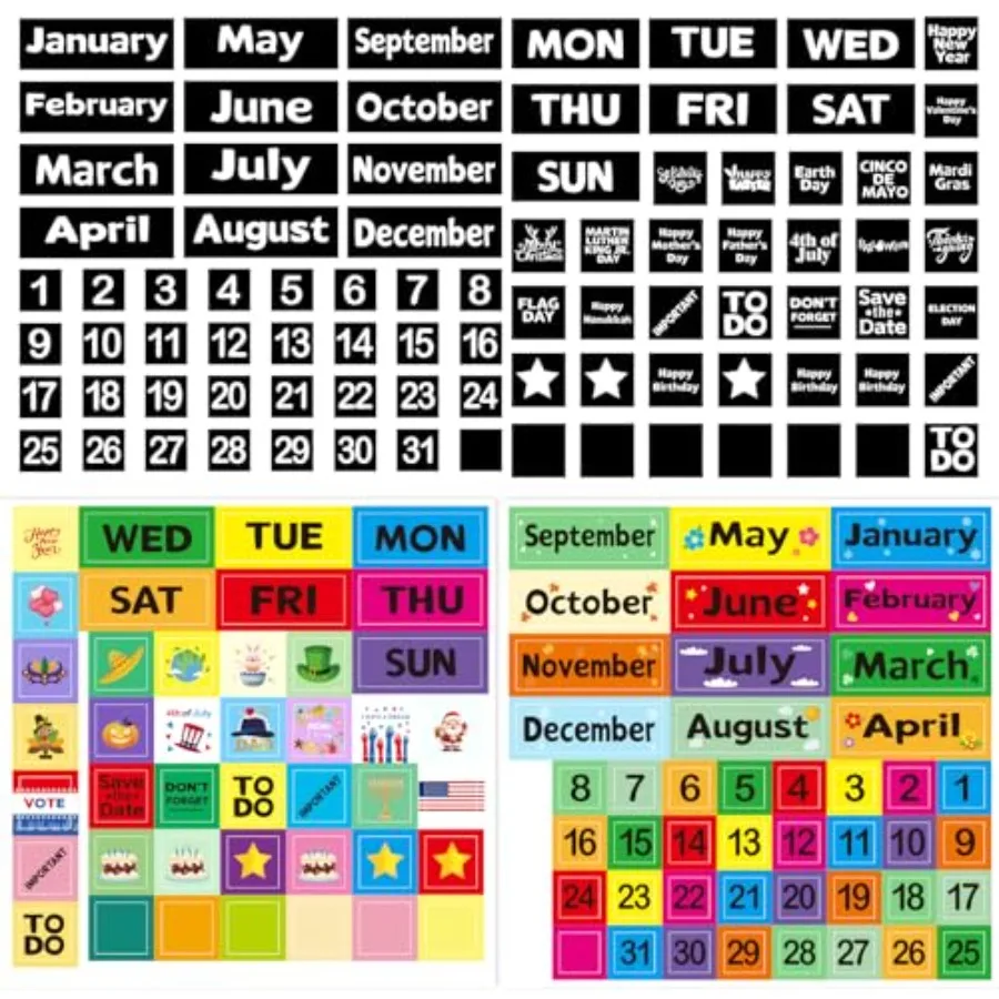 Magnetic Calendar Numbers Doublesided Month Week and Holiday Magnets Labels for Calendar Whiteboard Classroom Teacher Supplies