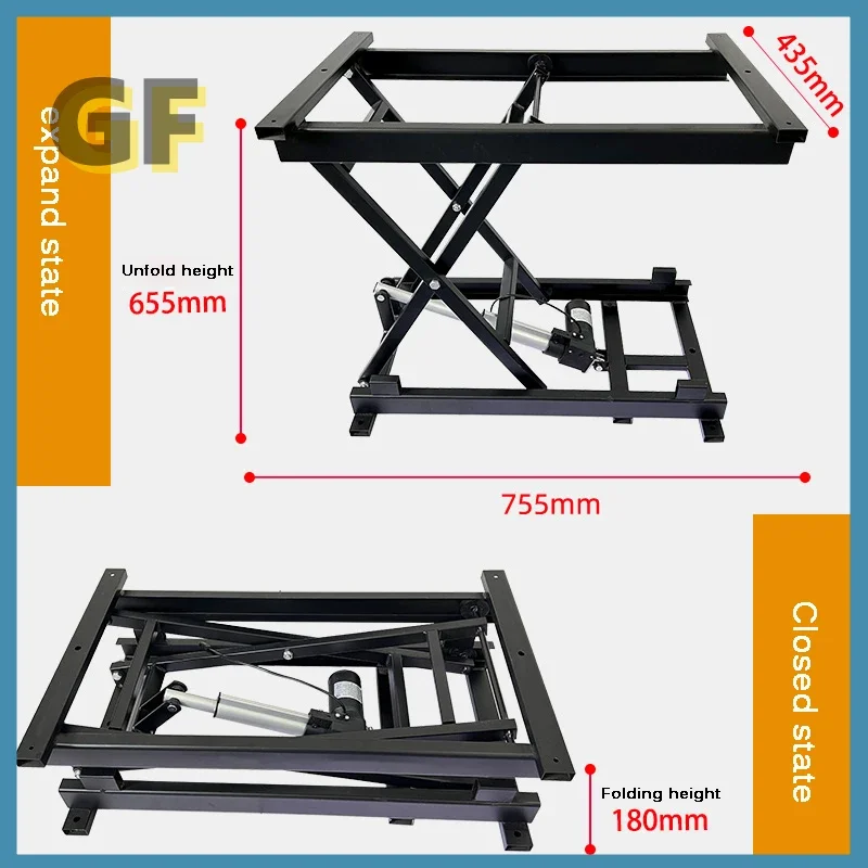 Electric Lift Tea Table 80kg 160kg Load Elevation Adjustable Platform Remote Control Motor Table Lifting Hardware Folding Iron F