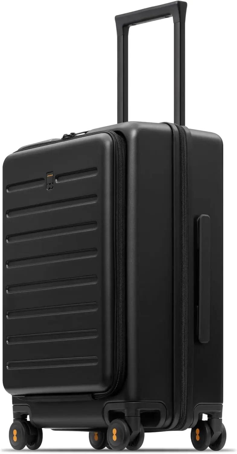 

20 Inch Lightweight Hard Shell Suitcase with Front Compartment, Wheels, and TSA Locks for Airline Travel, Black