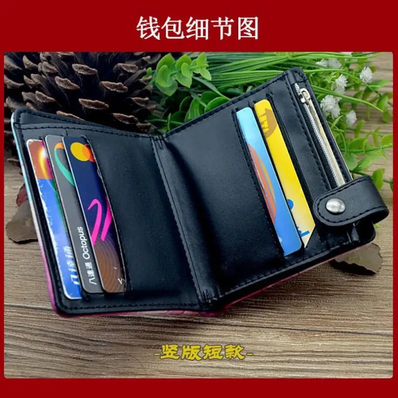 Anime Demon Slayer Kamado Tanjirou Leather Wallet Anti-Magnetic Credit Cards Holder with Organizer Coin Pocket Money Clips Purse