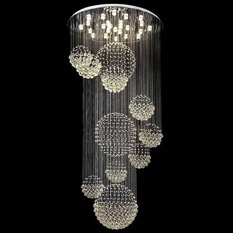 Luxury Hotel Lobby Crystal Ball  for Villa Duplex Building Empty Living Room Staircase  Light