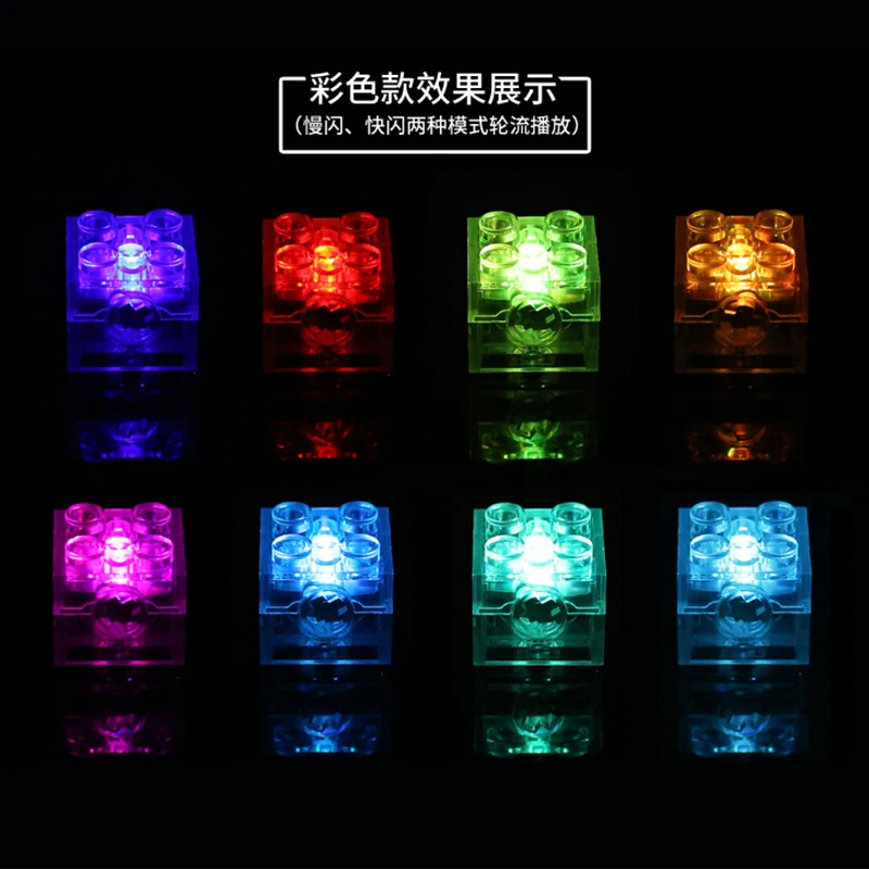 2Pcs Diy Toys Round/Square Led Light Brick Luminescent Lamp Colorful Accessories Building Micro Landscape Scene Layout Materials