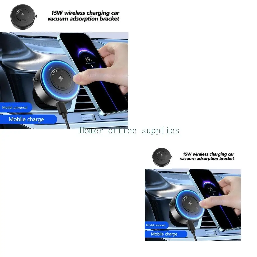 

K43B Портативный автомобильный кронштейн для телефона с вакуумным всасыванием, 15 Вт, беспроводная зарядка для навигации,