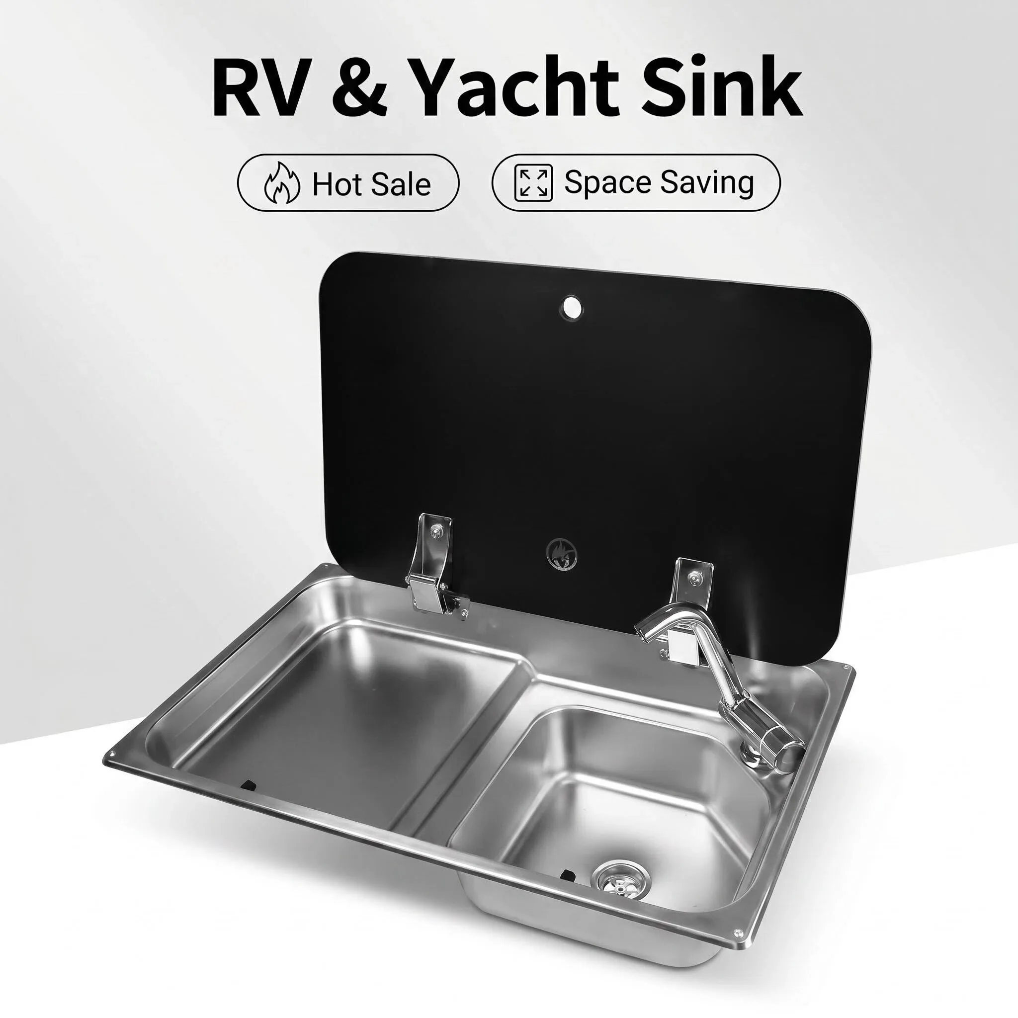 304 Stainless Steel Lightweight Modern Single Bowl Drainage Board Kitchen Sink for Vehicle Car Camper RV