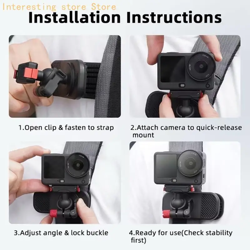 Tragbare Action-Kamera-Halterung für Gürtel und Taschen, arretierbare Kamerahalterung für Spaziergänge, Reisen, Trainingsvideos – Detail 4