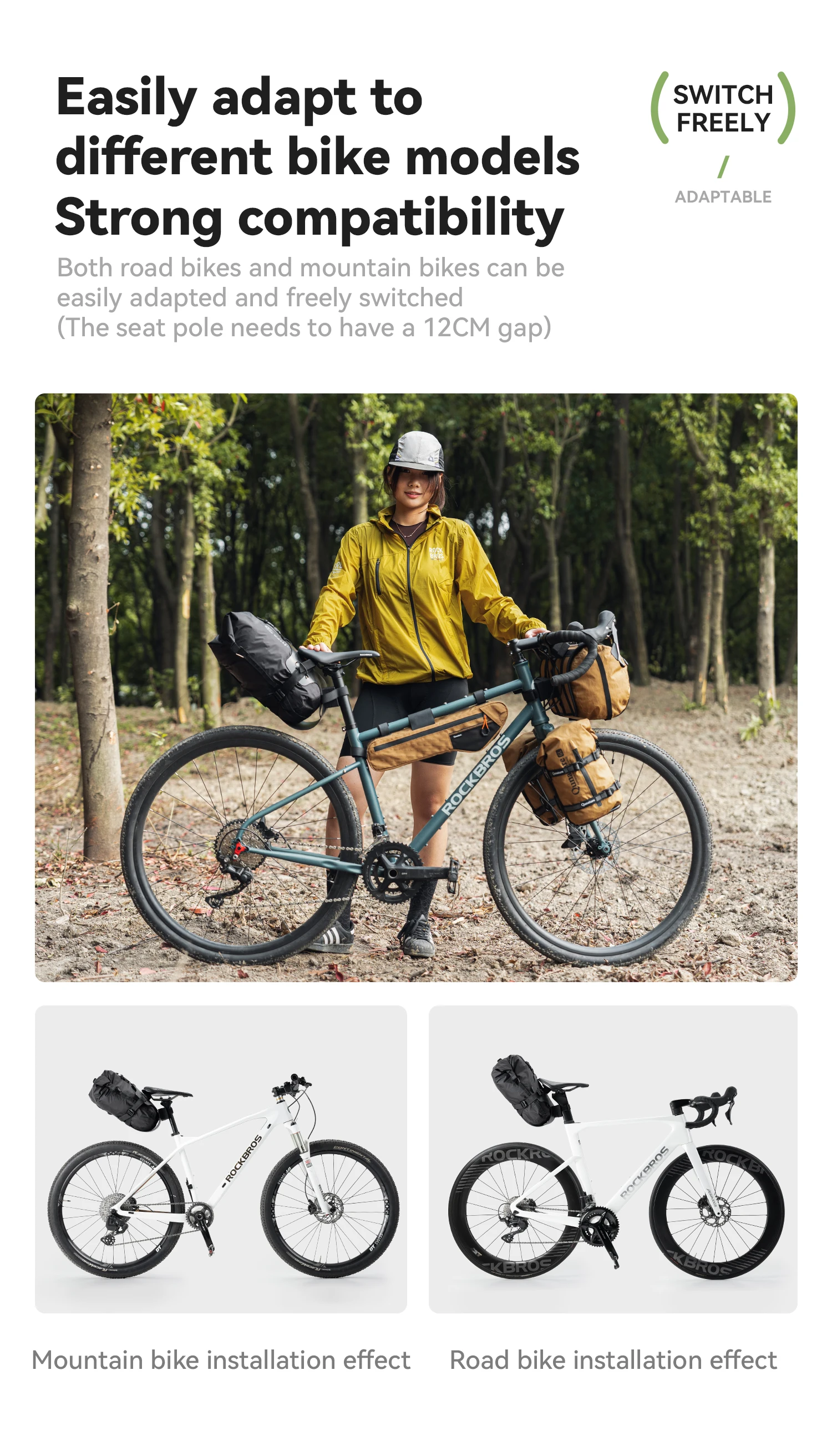 Qunature Bikepacking Packtaschen Wasserdichte Kompressionsbeutel für Rennrad und Mountainbike Leichte Faltbare Touring-Fahrradzubehör – Detail 26