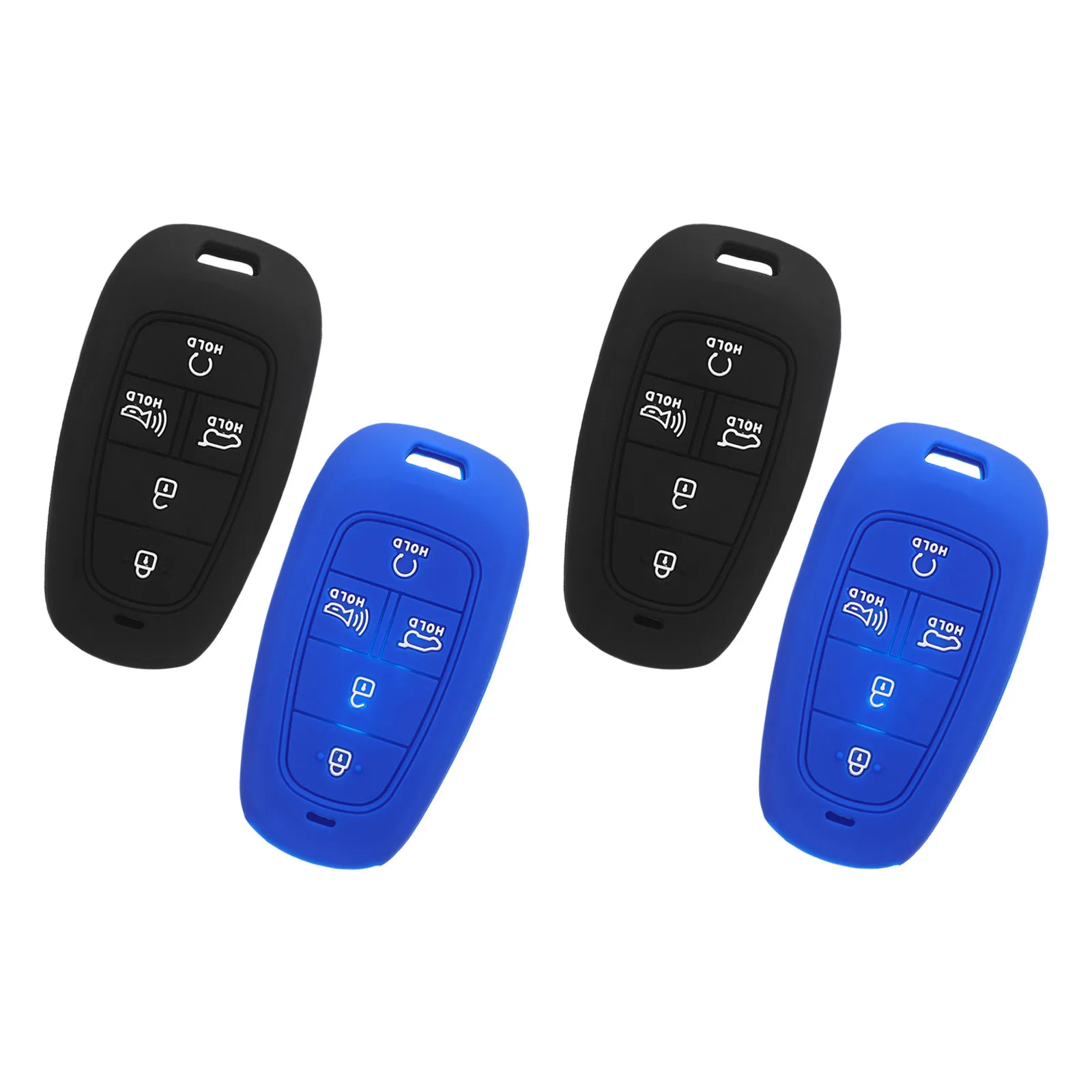 

4Pcs Silicone Car Key Fob Cover Compatible with Hyundai 5 Button Anti-Slip Protective Case for Vehicle Entry Remote Smart Key