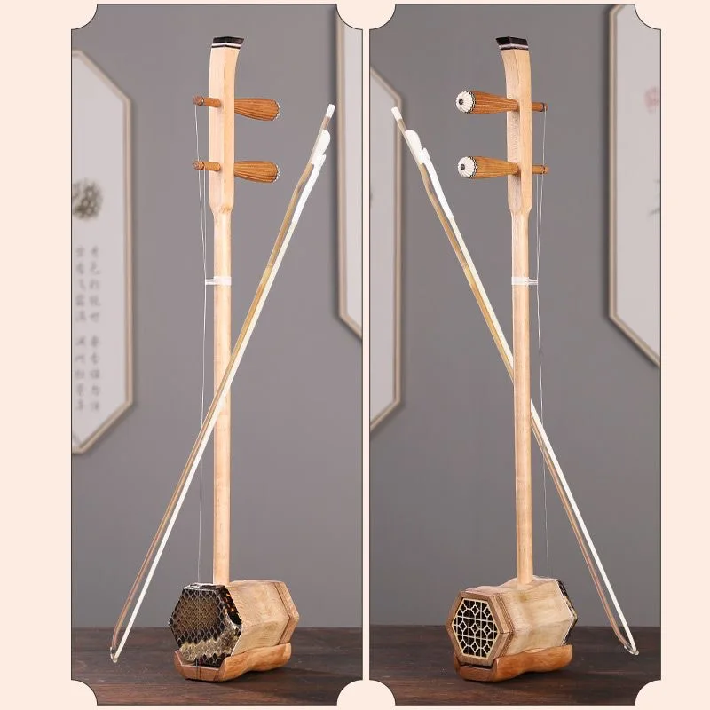 Wood Erhu Portable Chinese Traditional 2 String Musical Instruments Erhu for Beginners Urheen with Box