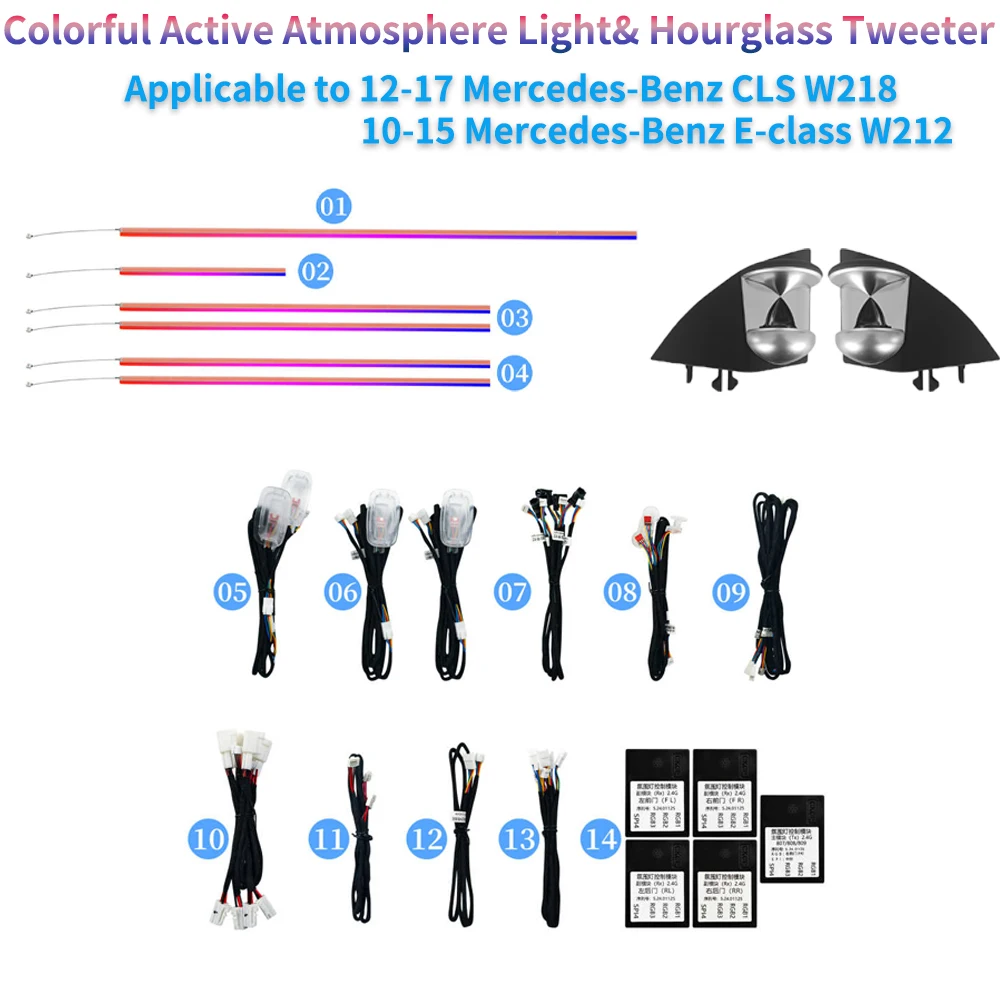 For Mercedes CLS/E/GLE/GLS/GL/ML-Class W218/W166 3 Color to 12 Color Ambient Light 12 Color Bo Tweeter W218 W212 Upgrade
