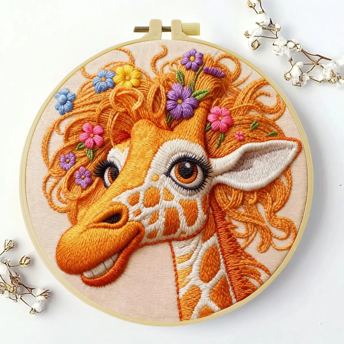 1 Stück 20X20CM/15X15CM 7,87/6,3 Zoll Giraffen-Stickerei-Starter-Kit DIY-Kit DIY-Stickerei-Set Handarbeiten Nadelkunst – Detail 2