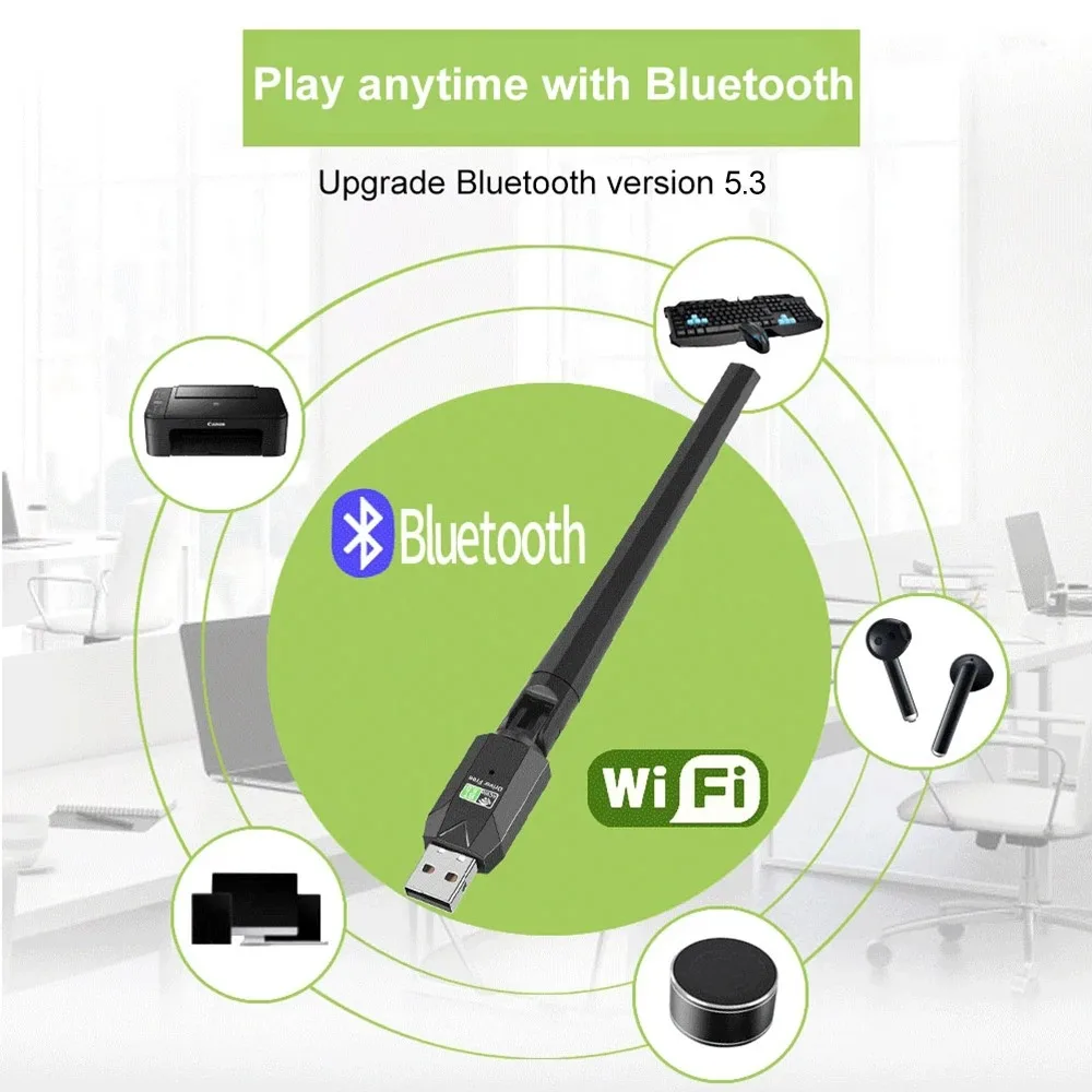 2-в-1 USB-адаптер Wi-Fi 6 900 Мбит/с Bluetooth 5,4 Беспроводная сетевая карта 2,4G/5 ГГц Двухдиапазонный USB-ключ Wi-Fi-приемник Драйвер бесплатно