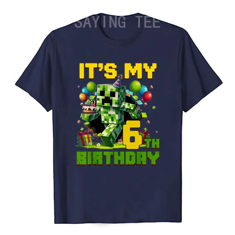 Funny Birthday Boy It's My 6th Birthday Video Game Pixel T-Shirt Level 6 Unclocked Awesome Saying Tee 6 Years Old Y2k Clothes