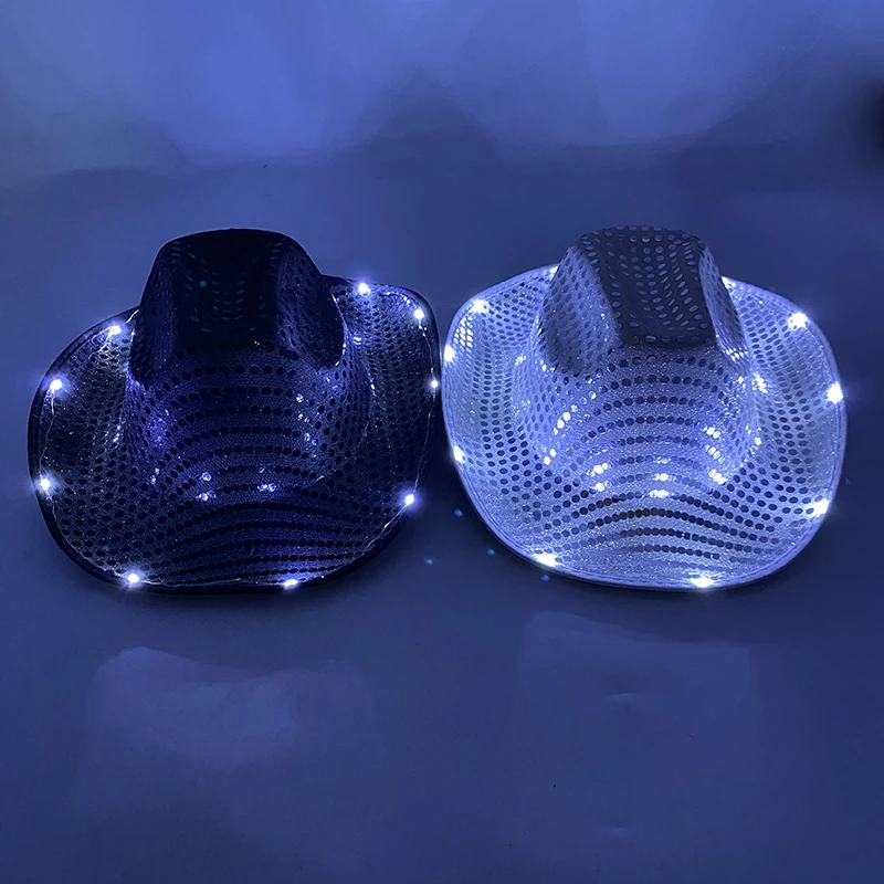 4 Colors For Choice Glowing LED Cowboy Hat Dance Performace Decorate Neon Light CowGirl Cap Flashing For NightClub DJ Bar