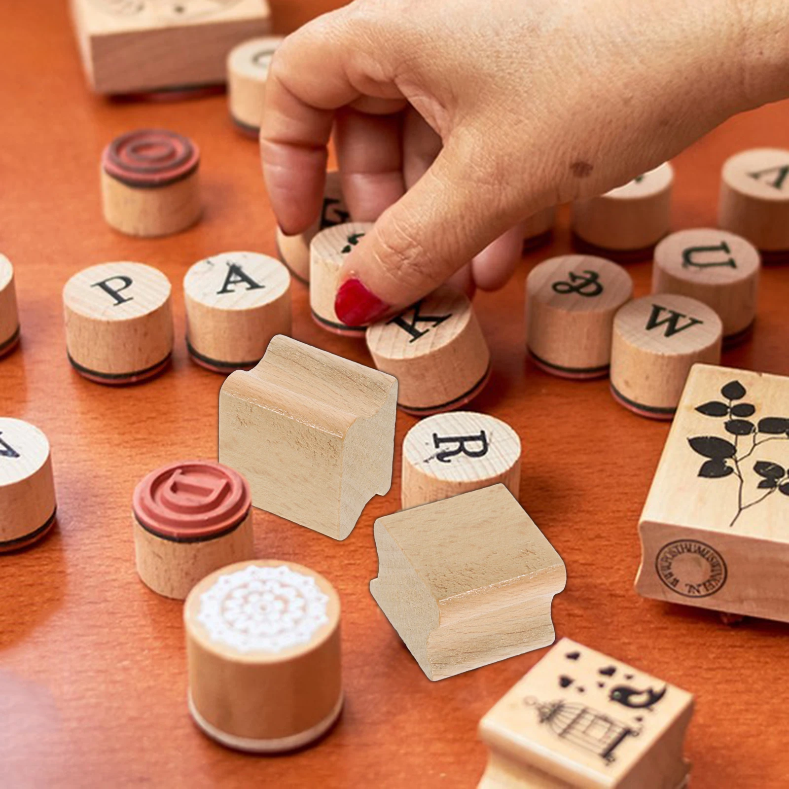 

10pcs Wooden Stamp Blank Carving Beech Craft Supplies Cute Journaling DIY Hand Account Seal Scrapbook Album Stamping Kit