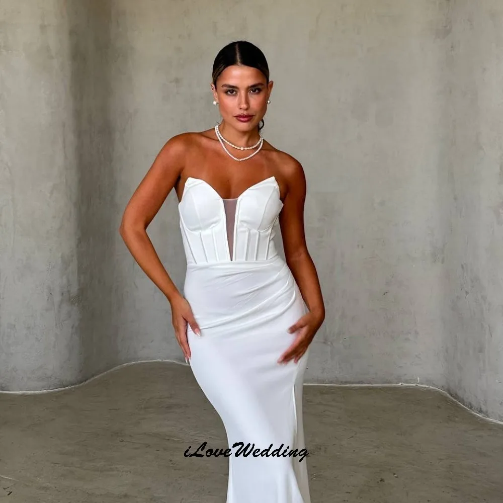 Elegant Strapless White Prom Dresses 2025 Mermaid Elegant Wedding Party Dress For Women V-Neck Sexy Formal Gowns Gala Customized