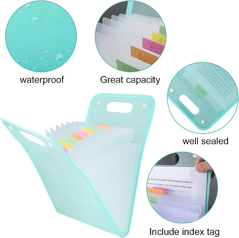 Expanding File Bag Pockets Accordion Bags Multi-Layer 13-Compartment Vertical File Paper Storage Bag A4 Folder Multi-Functional