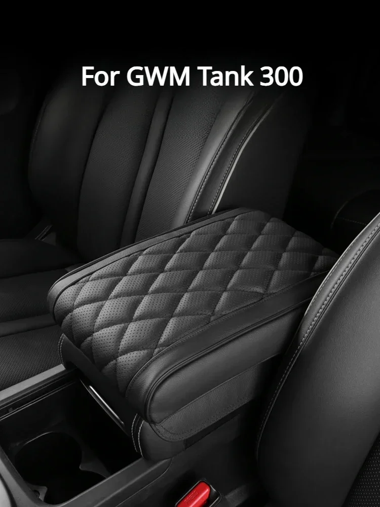 Couro Car Armrest Cover Pad, Almofada para Descanso de Braço, Memória Algodão, Center Console Mats, Protetor para GWM Great Wall Tank 300, 2023