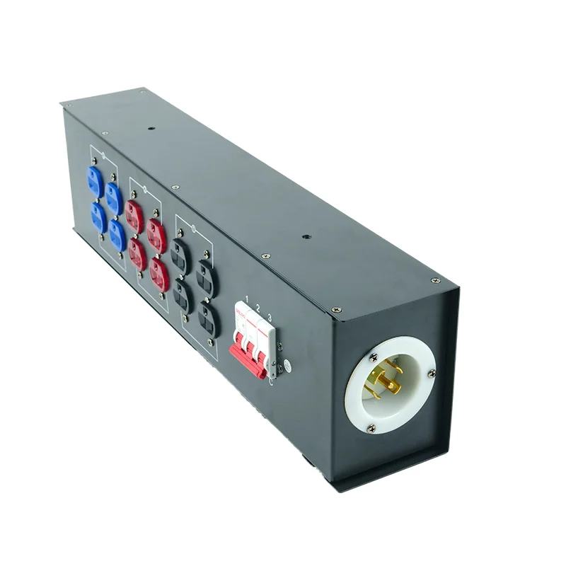 

Portable 6-way 15A110V power distributor box 32A 5-core input US instrument socket professional audio/video/lighting small