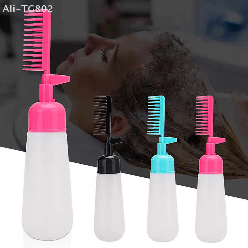 150ml Press Type Hair Dye Comb Bottle with Integrated Shampoo Hair Salon DIY Baked Oil Application Tool