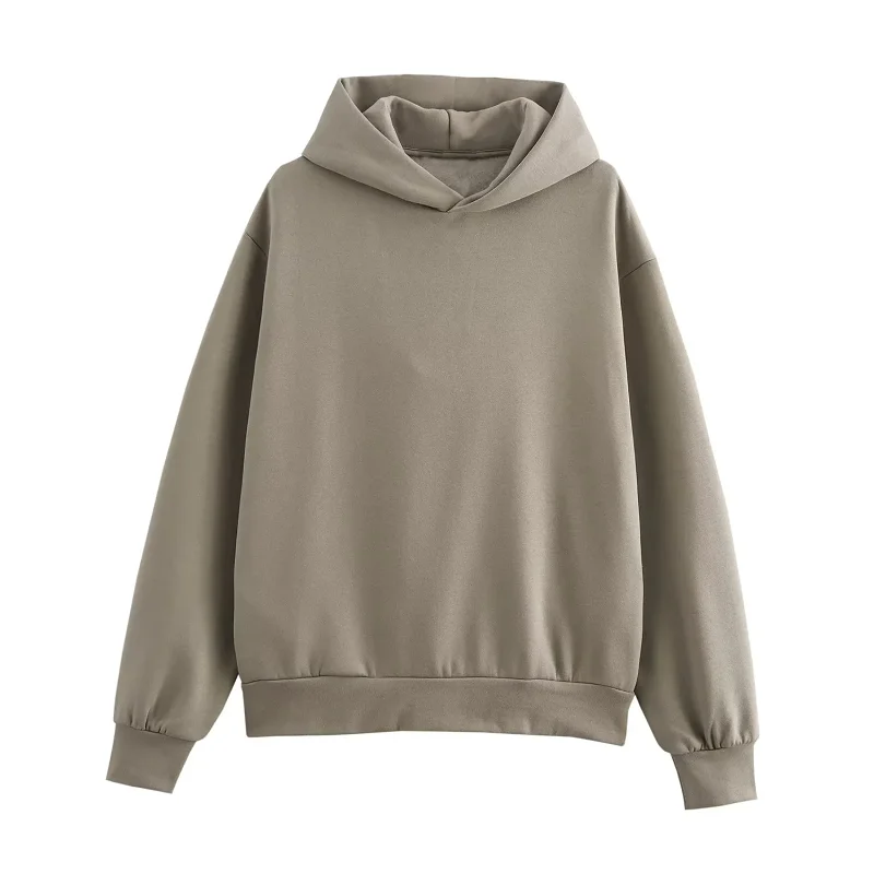 TRAF Hooded Coat 2024 Women\'s Autumn Elegant Oversized Pullover Outerwears Fashion Casual Beige Pink Yellow Grey Black Coats