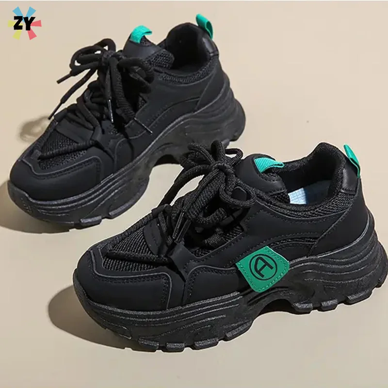 Women's Summer New Versatile High Rise Mesh Breathable and Comfortable Thick Sole Sports Shoes Breathable shoes Casual dad shoes