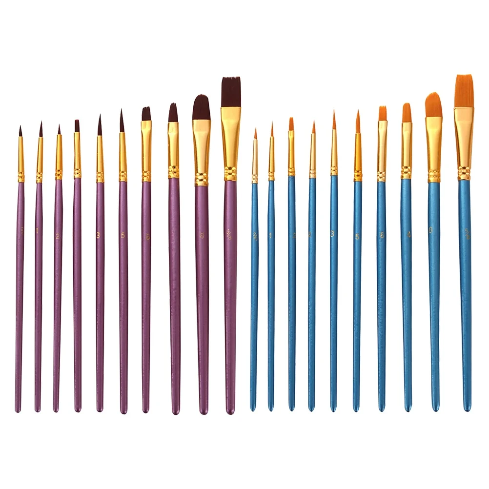 

20pcs Painting Brushes Set Durable Watercolor Oil Acrylic Ideal Art Supplies Wooden H Kids Beginners Artists Fun