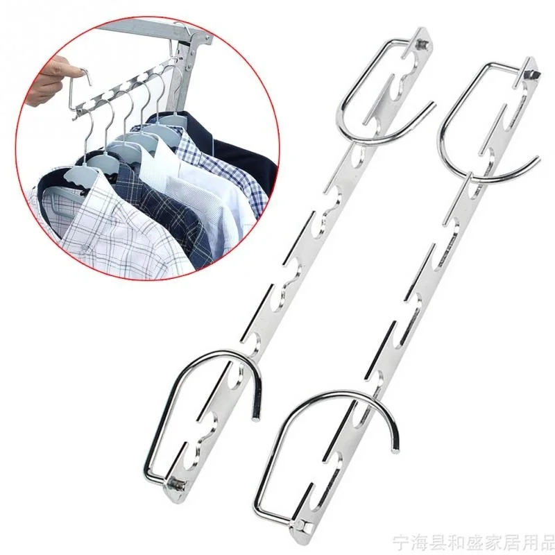 1pcs 37cm Multifunctional Space Saving Metal Hangers with Magic Hook 6 Hole Clothing Wardrobe Organize Hanger Holder