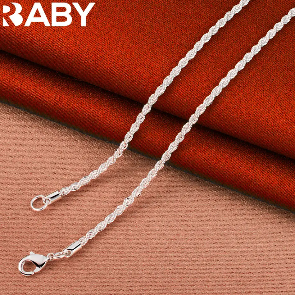 

URBABY 925 Sterling Silver 40-75cm 3mm Twisted Chain Necklace For Women Men Charm Trend Birthday Gifts Fashion Party