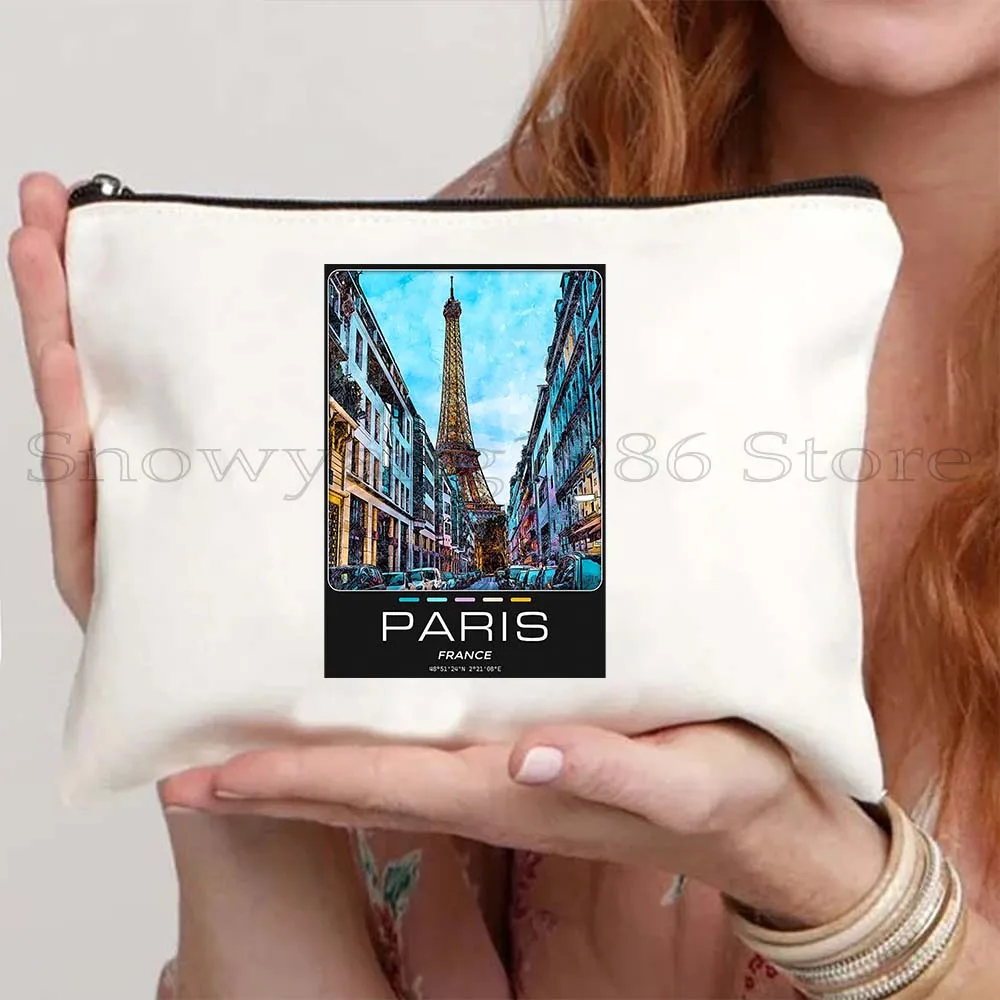 New York Paris London Sydney Toronto Las Vegas Miami Los Angeles San Francisco Mexico Cute Cosmetic Makeup Bag Pencil Case Pouch