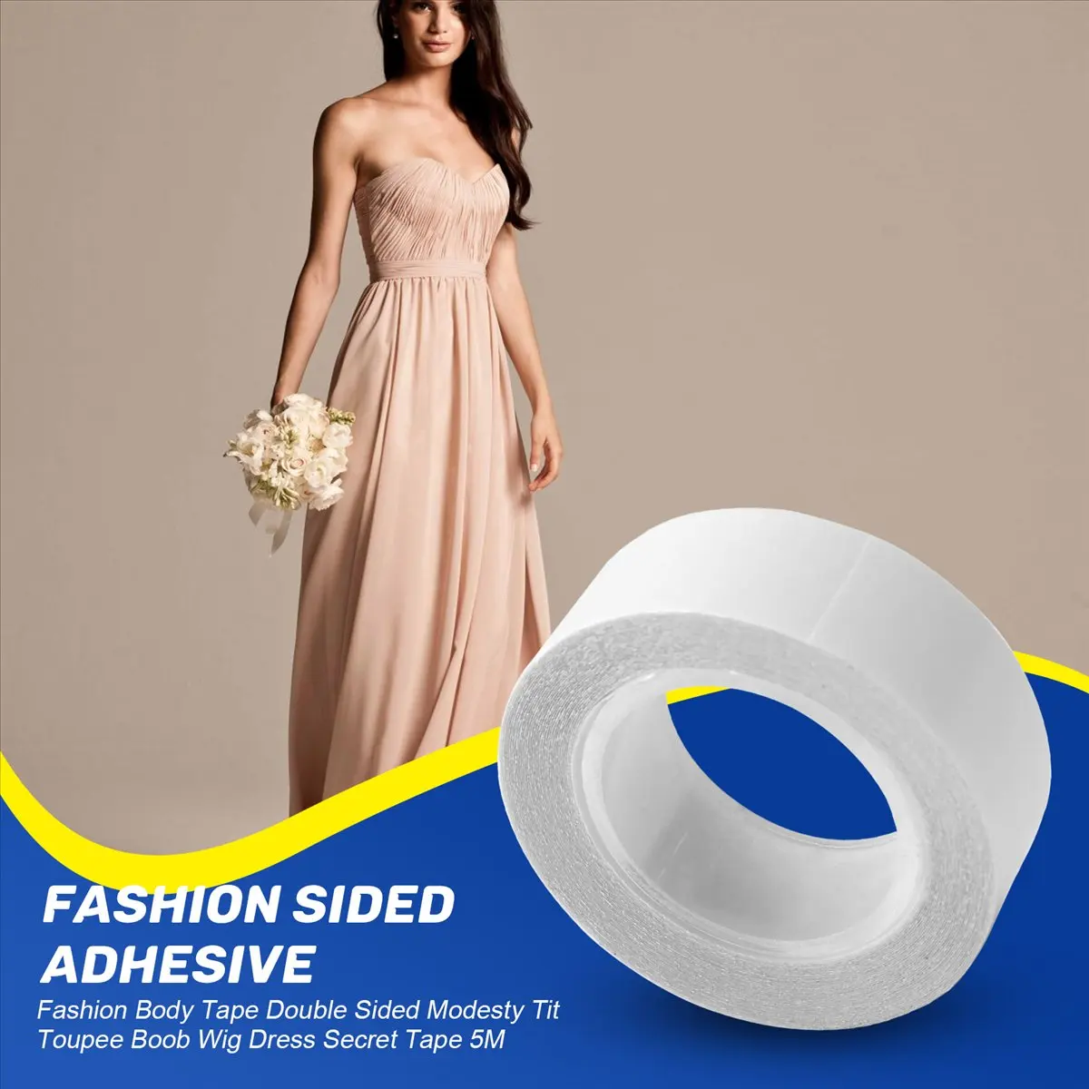 【NEW】Fashion Body Tape Double Sided Modesty Tit Toupee Boob Wig Dress Secret Tape 5M