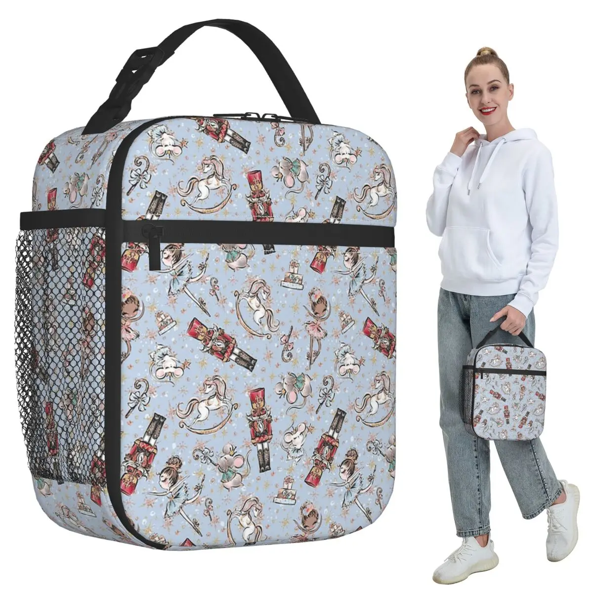 Christmas Nutcrackers Stars Ballerina Violin Insulated Lunch Bag for Kids School Cooler Thermal Food Box Tote Lunch Boxes