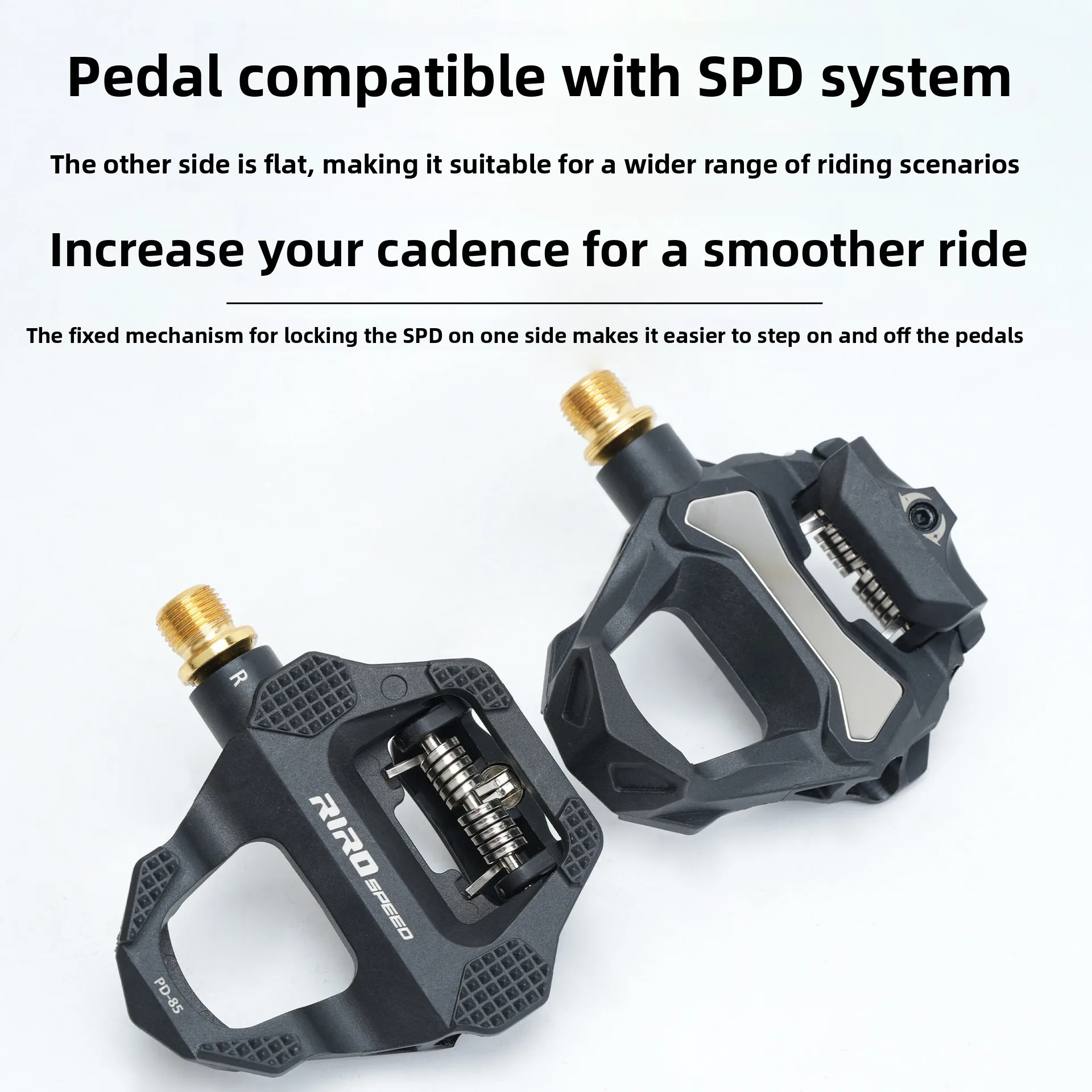 Road Bike Dual Sided SPD Clipless Platform Pedals 3 Sealed Bearings Self-Locking Pedal with SPD System Cleats