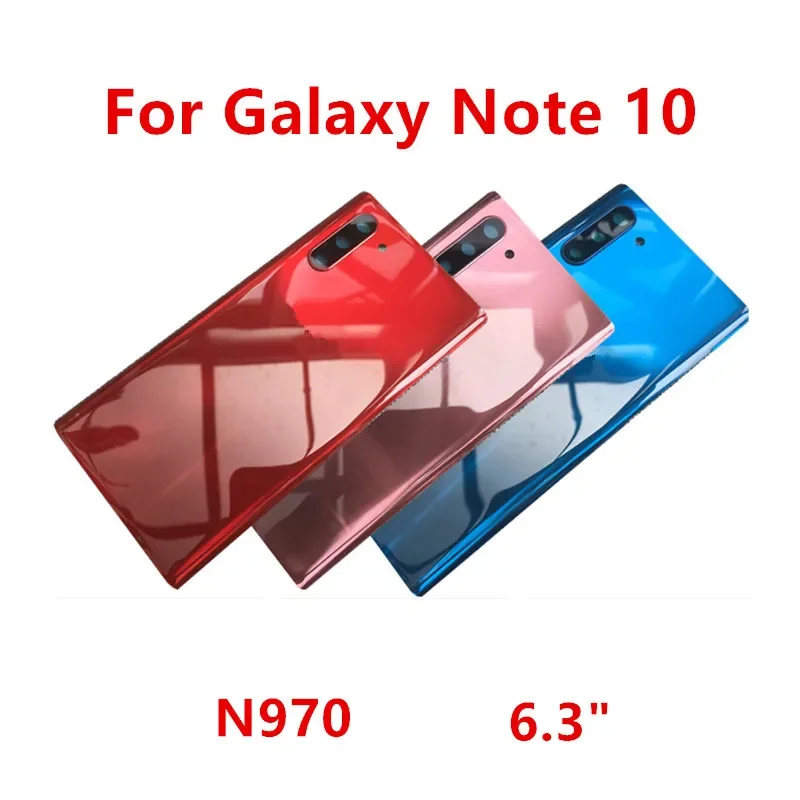 Задняя крышка Note10 для Samsung Galaxy Note 10 N971 N970 6,3 дюйма, стеклянный корпус аккумулятора, ремонт, замена задней крышки двери + объектив камеры