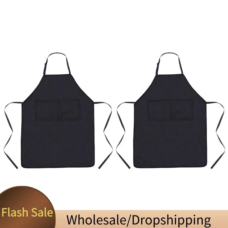 Avental de cozinha à prova d'água, 2 peças, à prova de óleo, chef de cozinha, com alça de pescoço ajustável